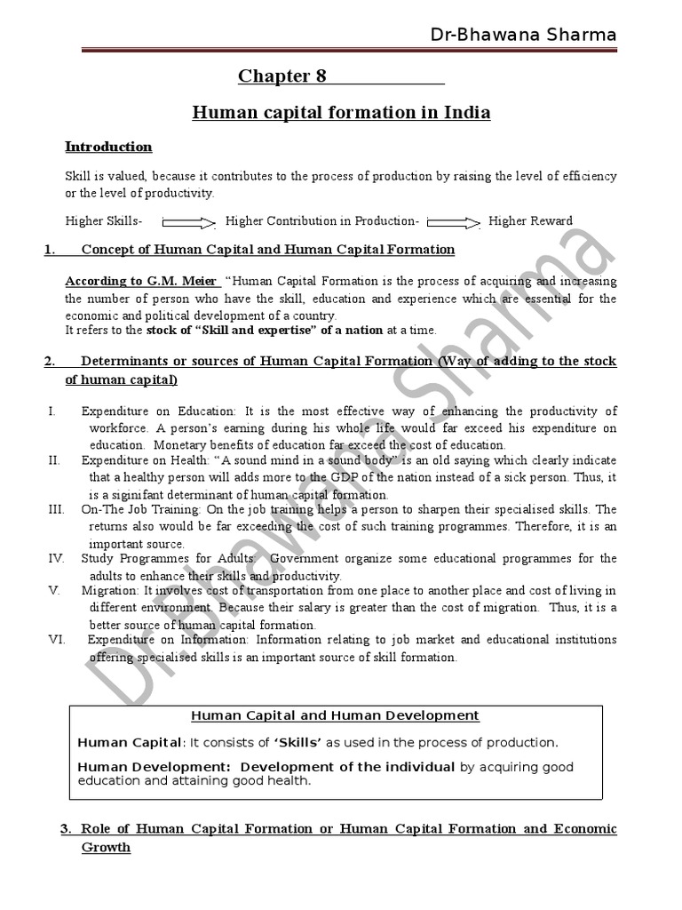 Human Capital Formation in India | PDF | Inflation | Human Capital