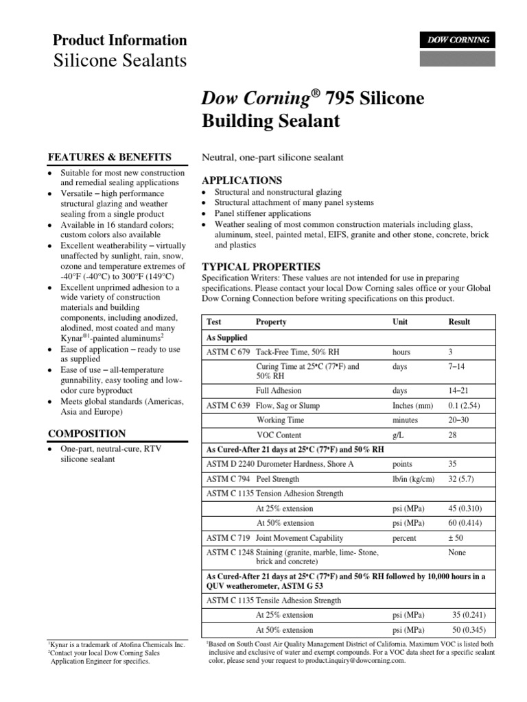 Dow Corning 795 Silicone Dow Chemical Company