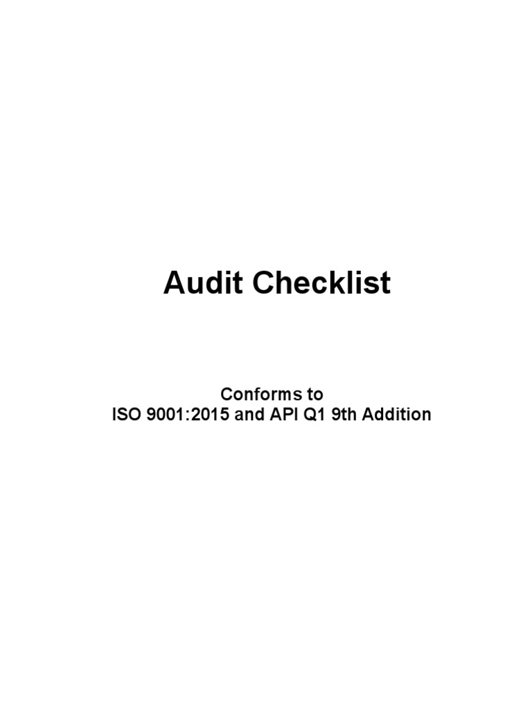ISO 9001:2015 Audit Checklist Template | PDF | Quality Management ...