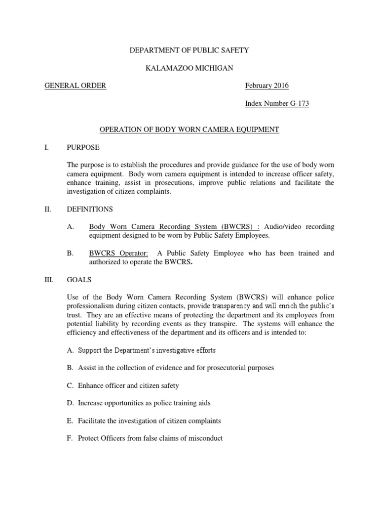 Body Worn Camera Operation Guidelines | PDF | Body Worn Video | Police