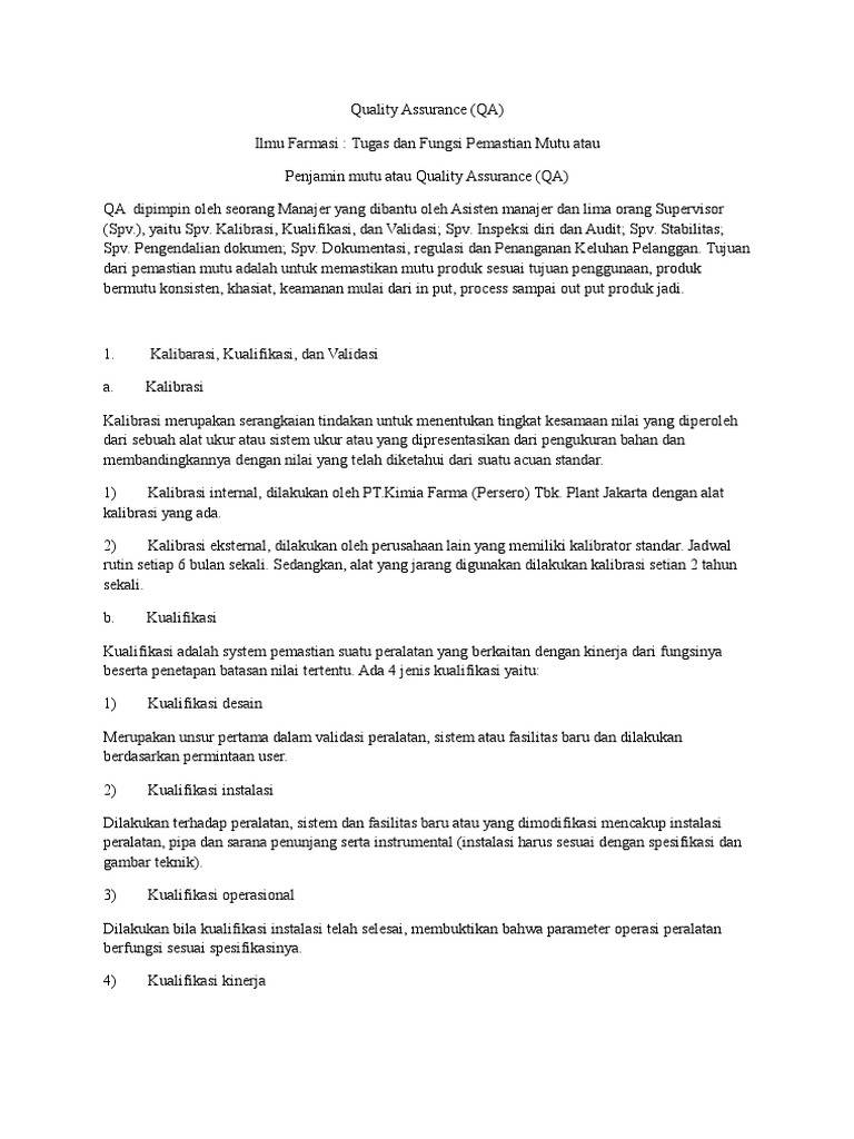 Quality Assurance | PDF