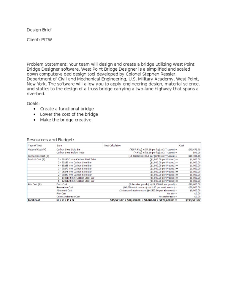 Bridge Design Brief PDF Truss Bridge
