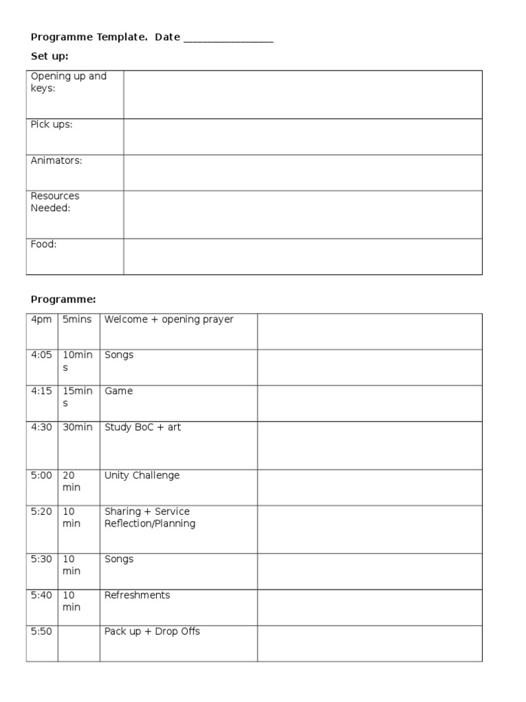 Programme Template | PDF