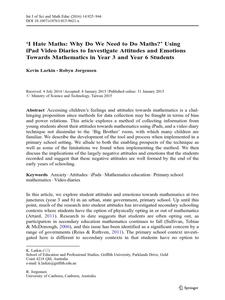 Exploring Students' Math Emotions | PDF | Attitude (Psychology) | Emotions