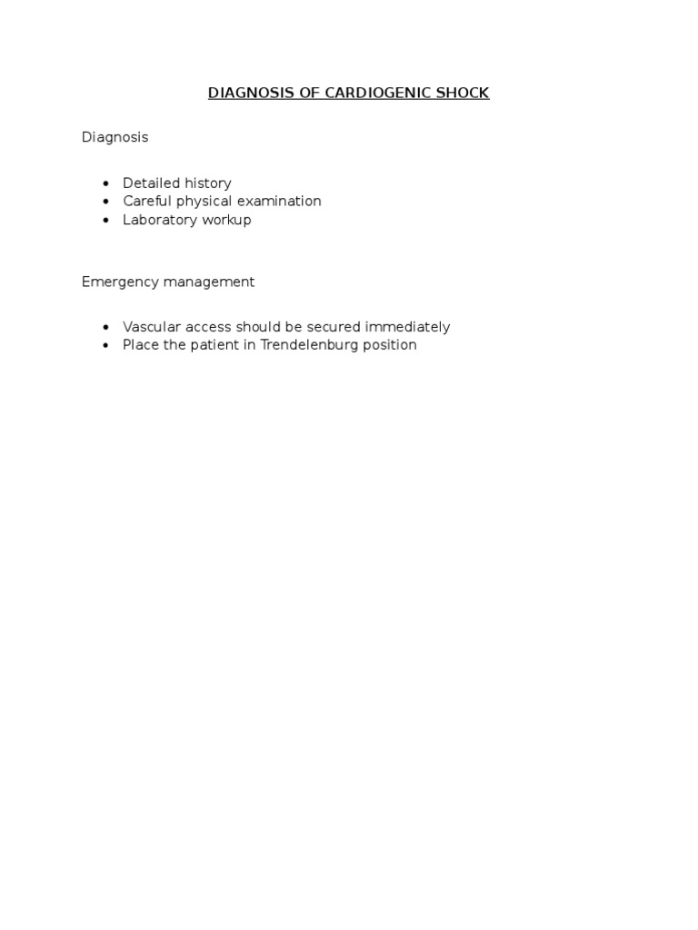 Diagnosis of Cardiogenic Shock | PDF
