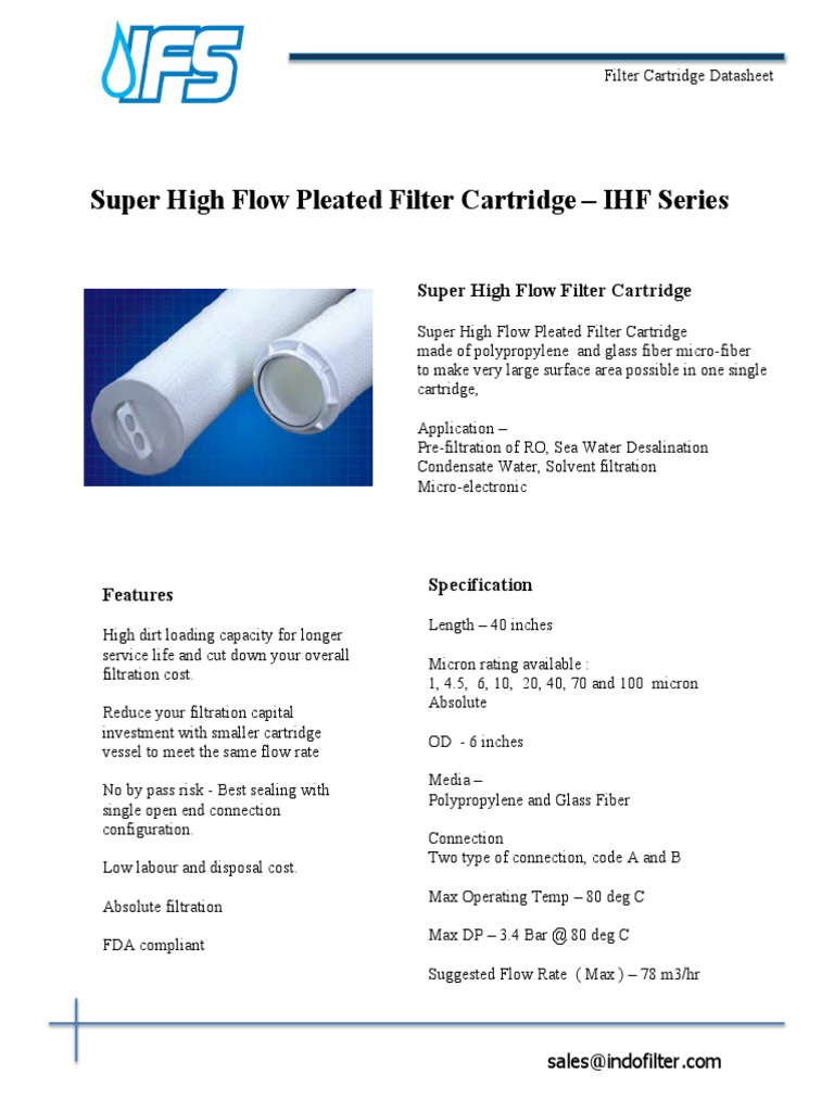 IHF Series Filter Cartridge Overview | PDF | Filtration | Chemical ...