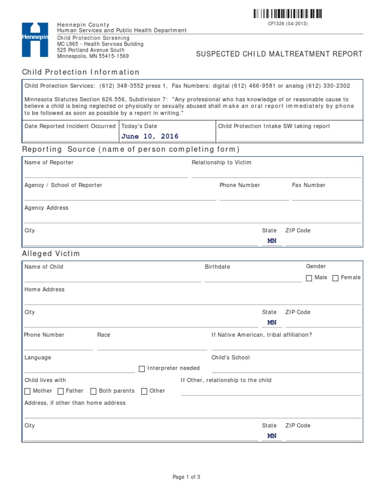 Child Protection Reporting Form | PDF | Child Abuse | Child Protection