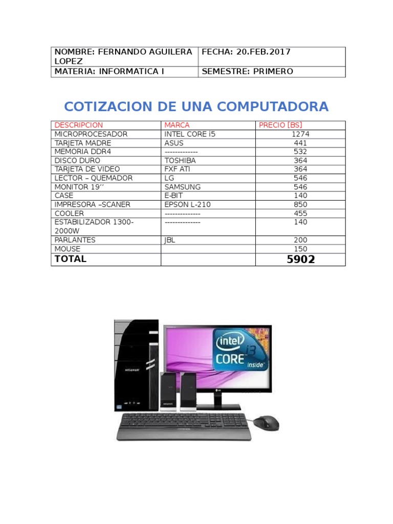 Cotización de Computadora Completa | PDF