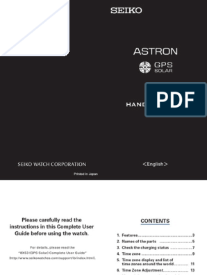 Seiko Astron 8x53 Handy Manual | PDF | Daylight Saving Time | Watch