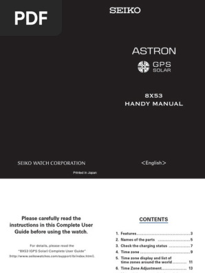 Seiko Astron 8x53 Handy Manual | PDF | Daylight Saving Time | Watch