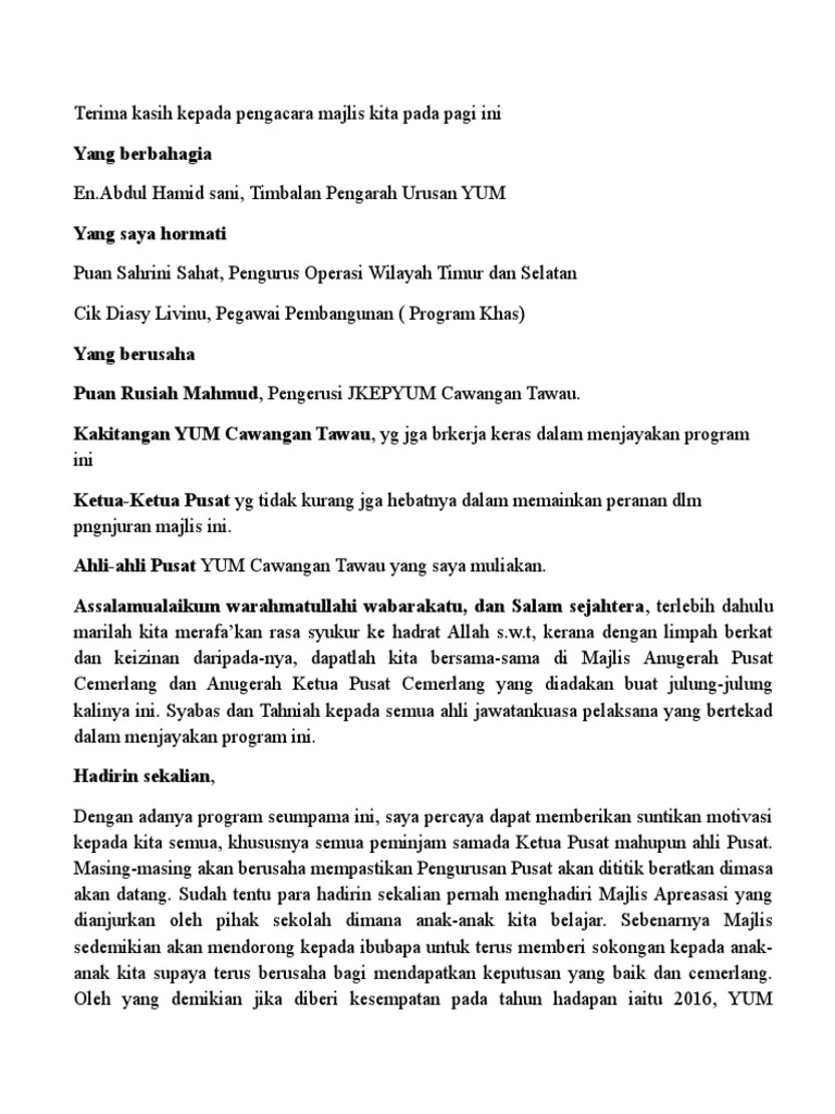 Teks Ucapan Ringkas Pdf