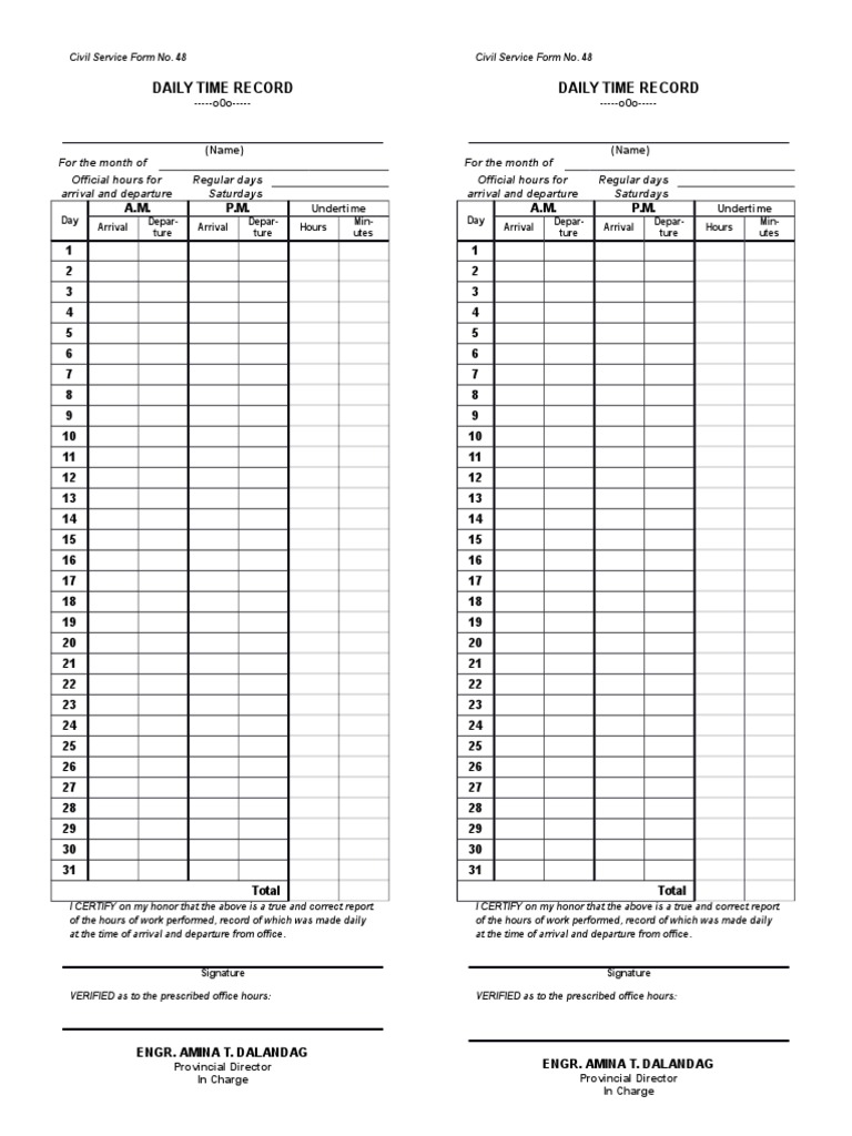 Daily Time Record Daily Time Record PDF Teaching Mathematics Business