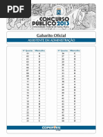 Gabarito Oficial Após Recursos UFSM 2013