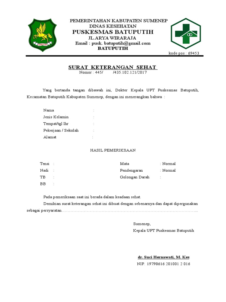 Surat Keterangan Sehat