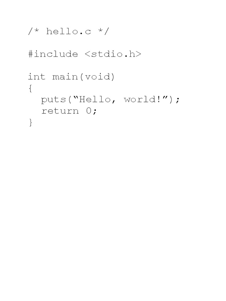 Hello World C Code | PDF
