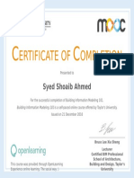 Ertificate of Ompletion: Syed Shoaib Ahmed