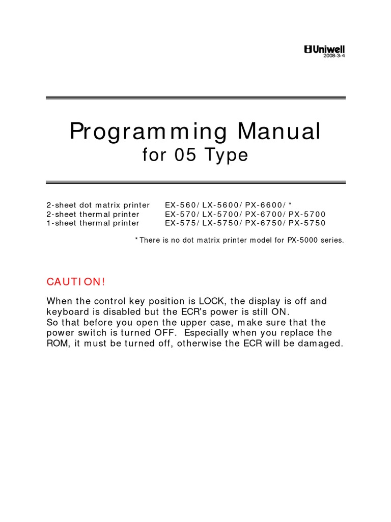 Programming Manual: For 05 Type | PDF | Control Key