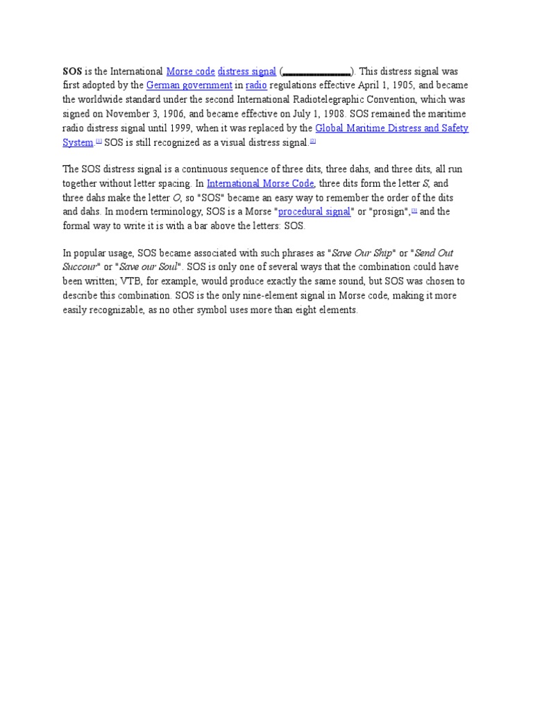 Understanding SOS in Morse Code | PDF | Travel