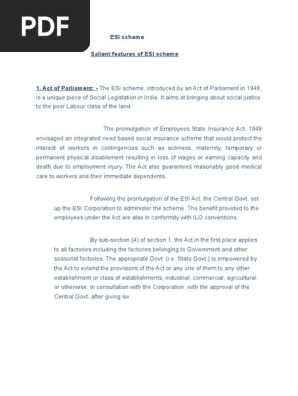 Esi Scheme Employee Benefits Employment