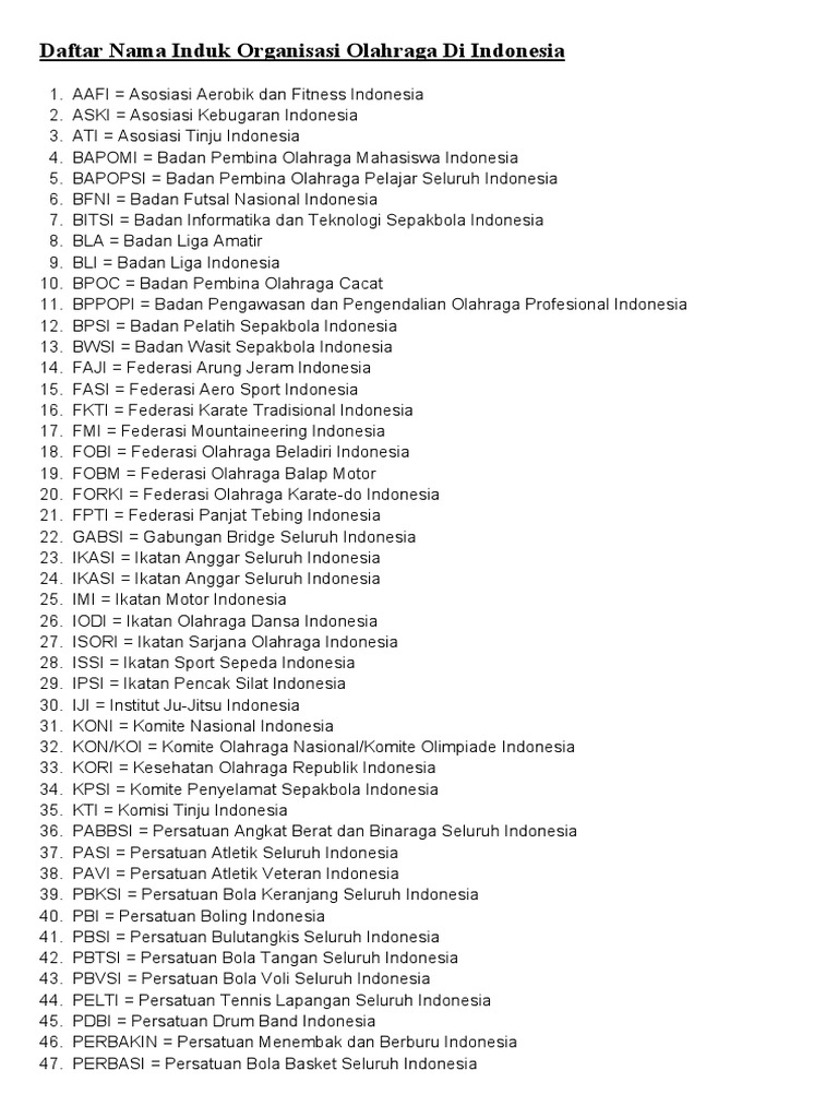 Induk Organisasi Cabang Olahraga Atletik Di Indonesia Adalah Rasanya