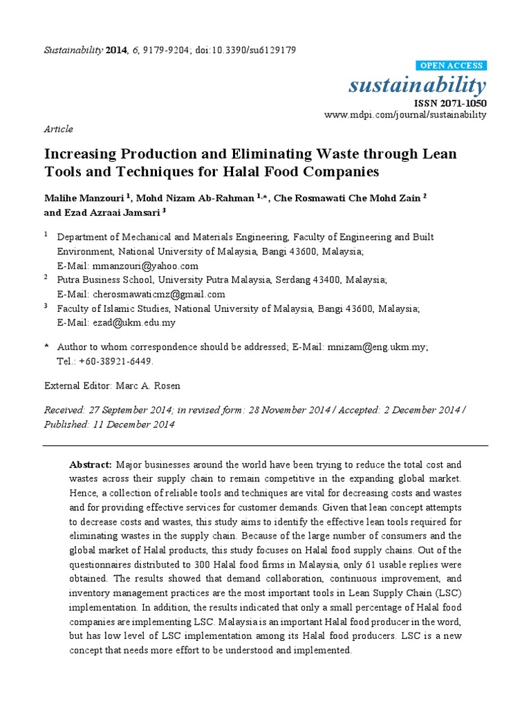 Sustainability 06 09179 | PDF | Lean Manufacturing | Supply Chain ...