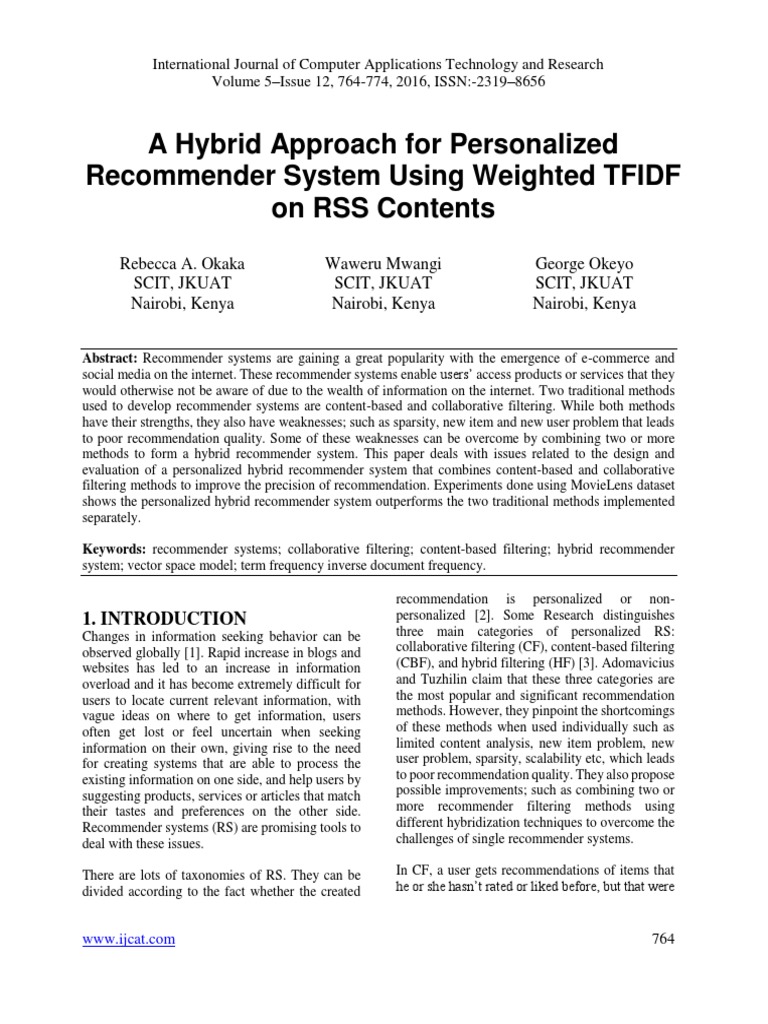 Hybrid Recommender System Design | PDF | Information Retrieval ...