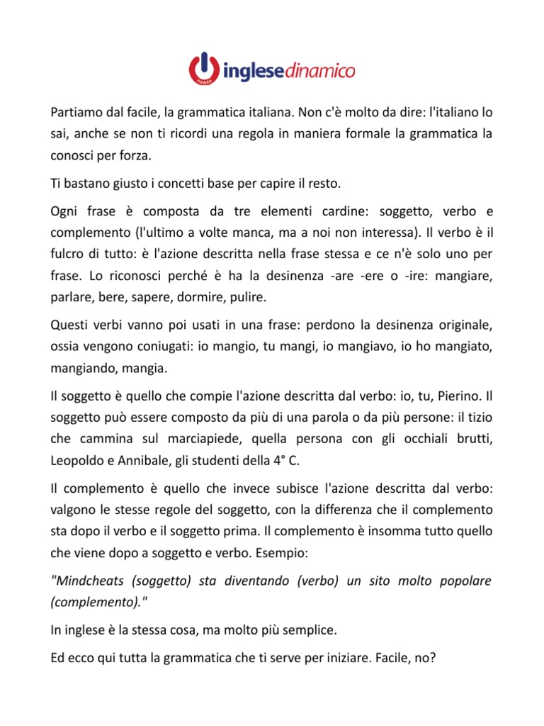 Grammatica Inglese Base - 