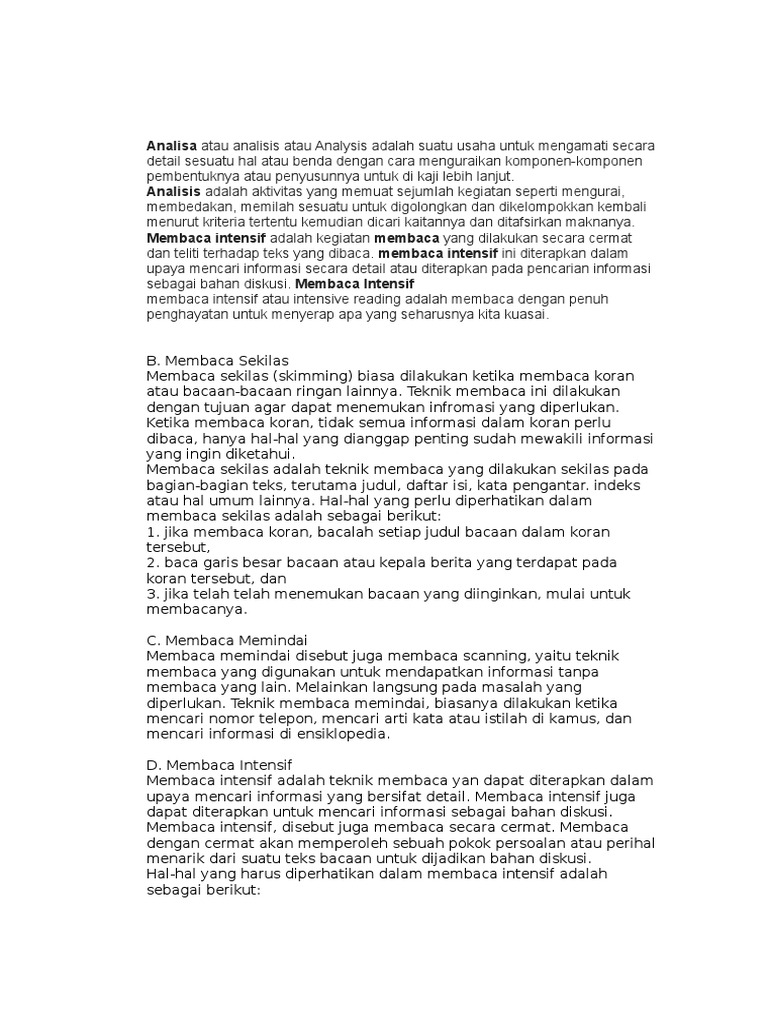 Analisa Atau Analisis Atau Analysis Adalah Suatu Usaha Untuk Mengamati Secara