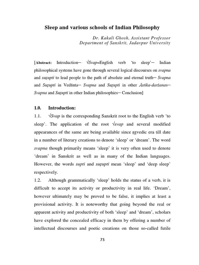 Sleep and Various Schools of Indian Philosophy | PDF | Vedanta | Maya ...