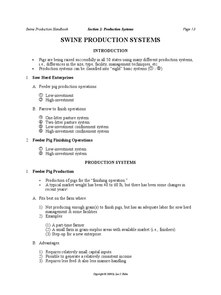SW 02 Production Systems | PDF | Domestic Pig | Pig