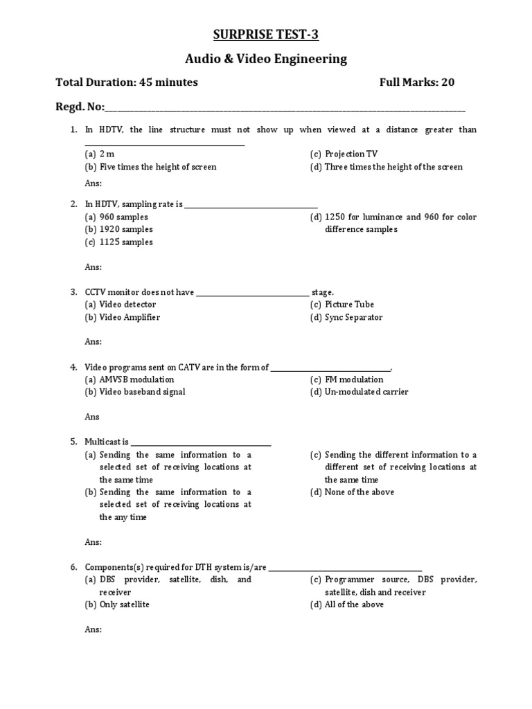 Surprise Test-3 Ave | Download Free PDF | Satellite Television | Television