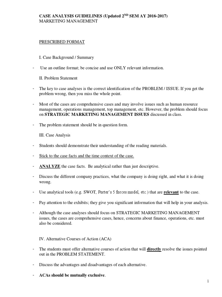 Case Analysis Guidelines MARCH 2017 | PDF | Marketing Strategy | Marketing