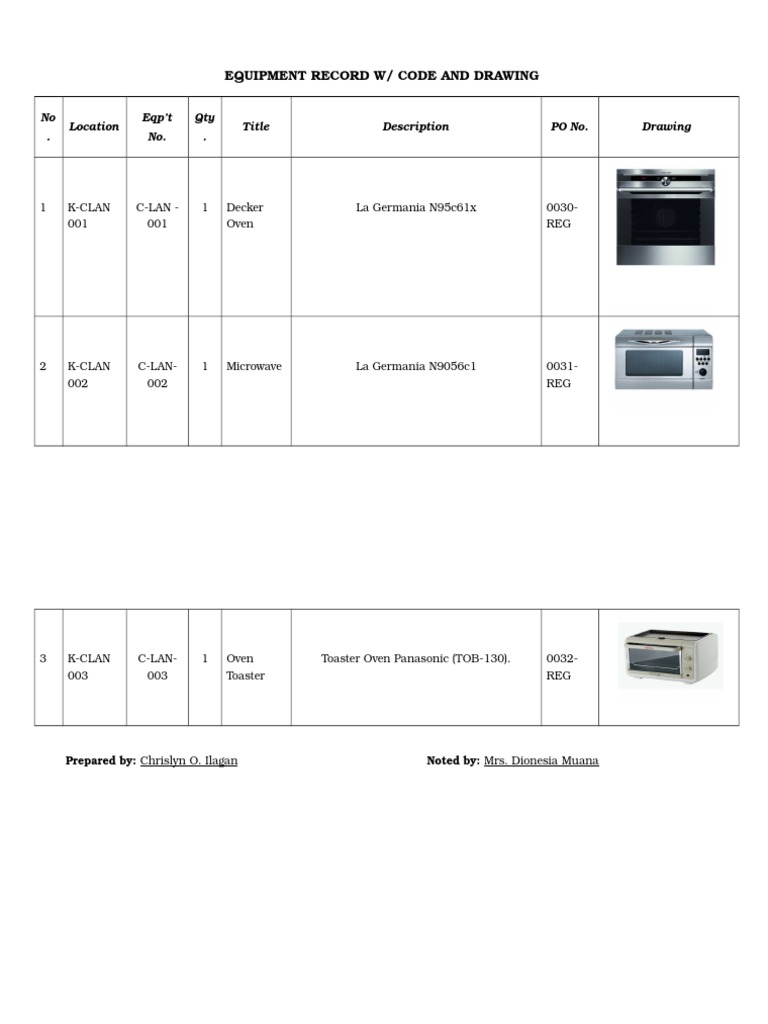 Equipment Records with Codes and Drawings | PDF | Technology & Engineering