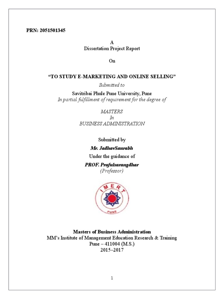 A Dissertation Project Report On | PDF | Science | Further Education