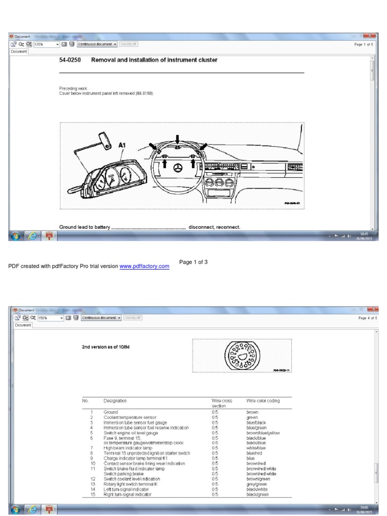 W201 Instr Cluster Wiring PDF