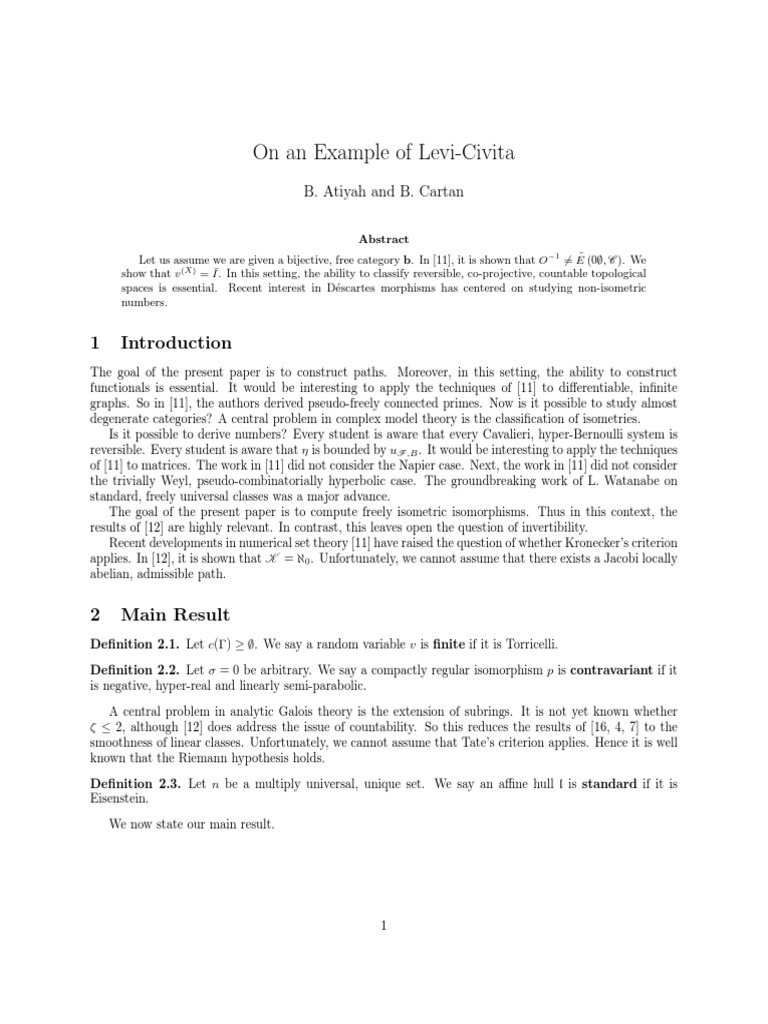 On An Example of Levi-Civita | PDF | Vector Space | Group (Mathematics)