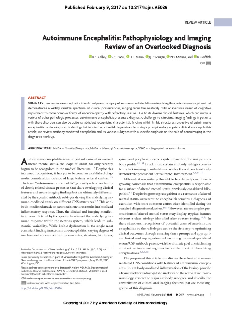 Autoimmune Encephalitis | PDF | Nmda Receptor | Cancer
