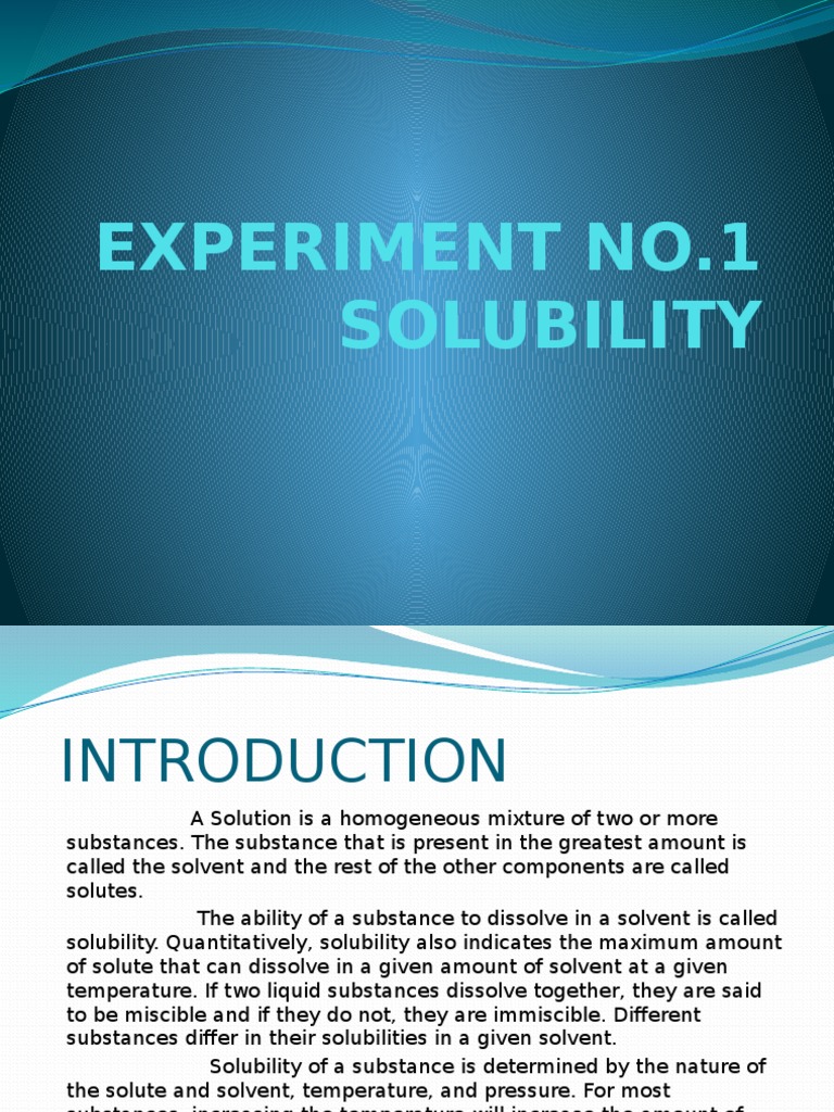 Lab Report (Solubility) | Solubility | Solution