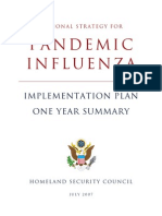 Pandemic Influenza: One Year Summary Implementation Plan