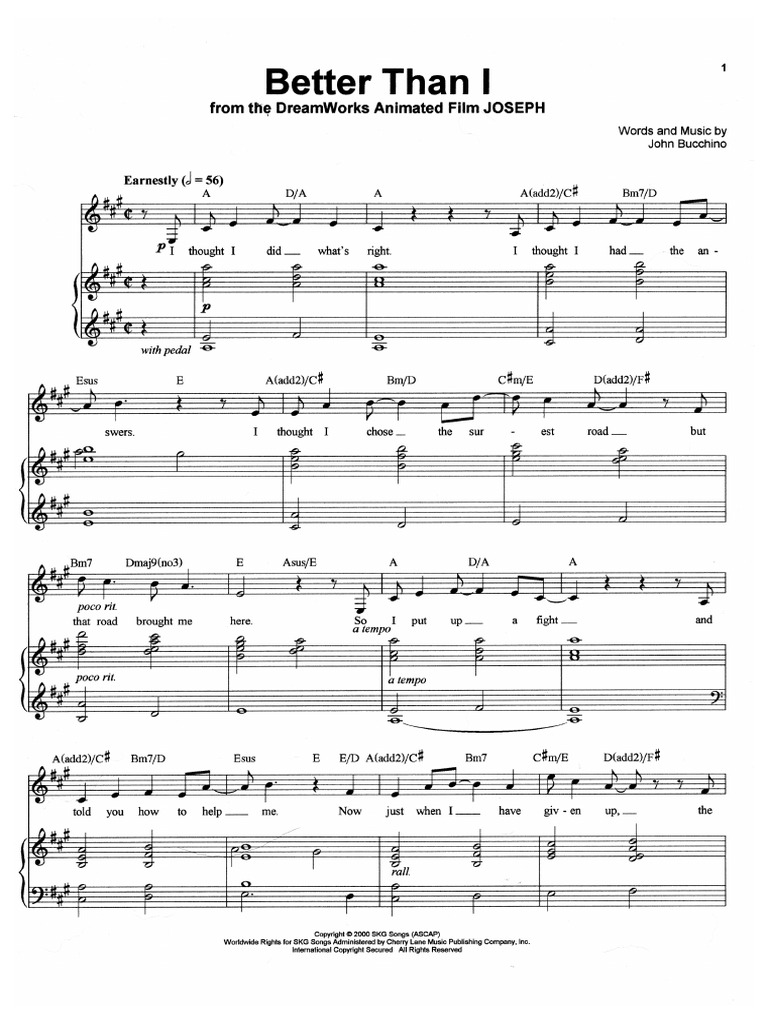 Joseph King of Dreams - Better Than I | PDF