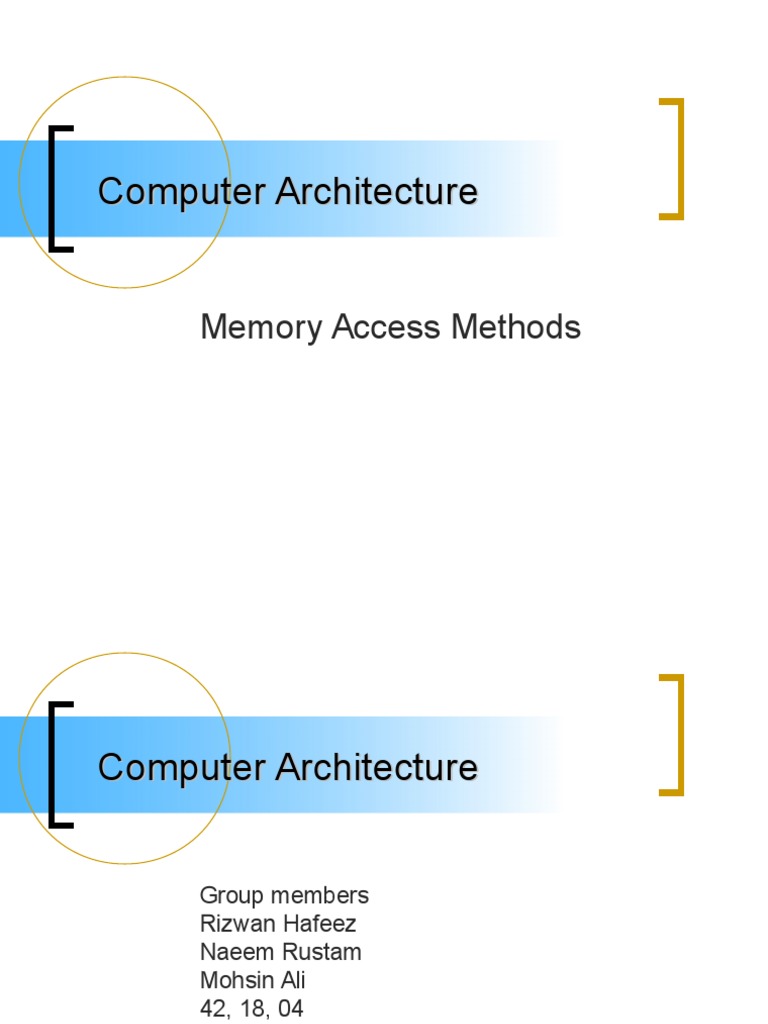 CMP Ar. Memory Access Methods CA F | PDF | Computer Data Storage | Cpu ...