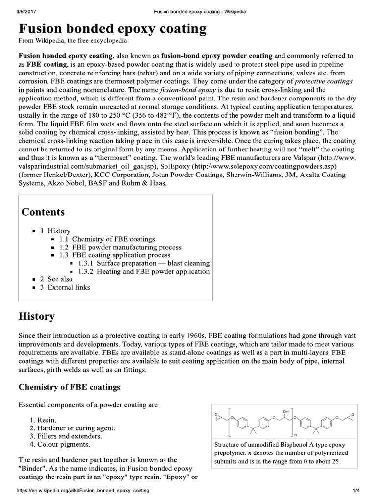 Fusion Bonded Epoxy Coating Wikipedia PDF