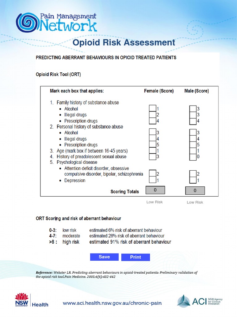 Opioid Risk Assessment Tool Overview | PDF