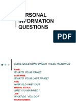 Personal Information Questions