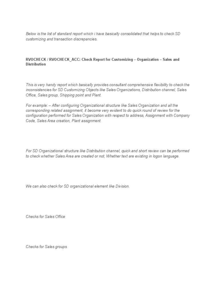 Below Is The List of Standard Report Which I Have Basically ...
