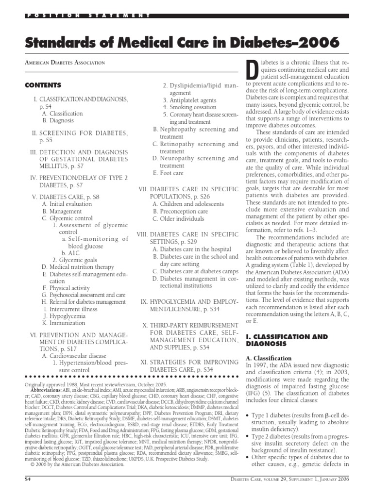 Standerd Medical Care of Diabetus PDF | PDF | Diabetes Mellitus Type 2 ...