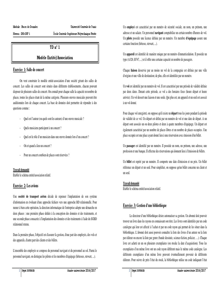 TD1 BD | PDF | Livres | Bibliothèques