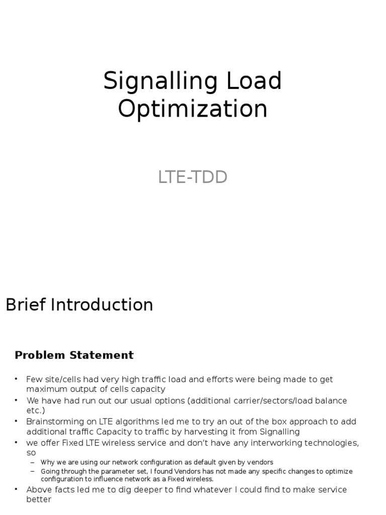 LTE Signalling Load Optimization Insights | PDF