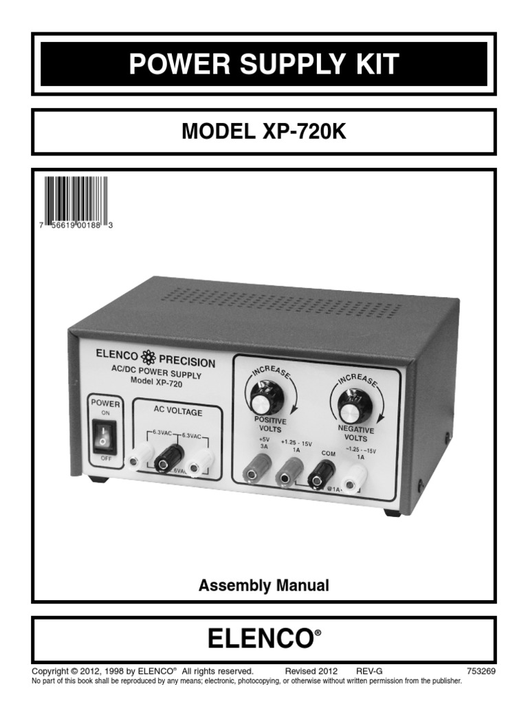 XP-720K Power Supply Kit Manual | PDF | Soldering | Power Supply
