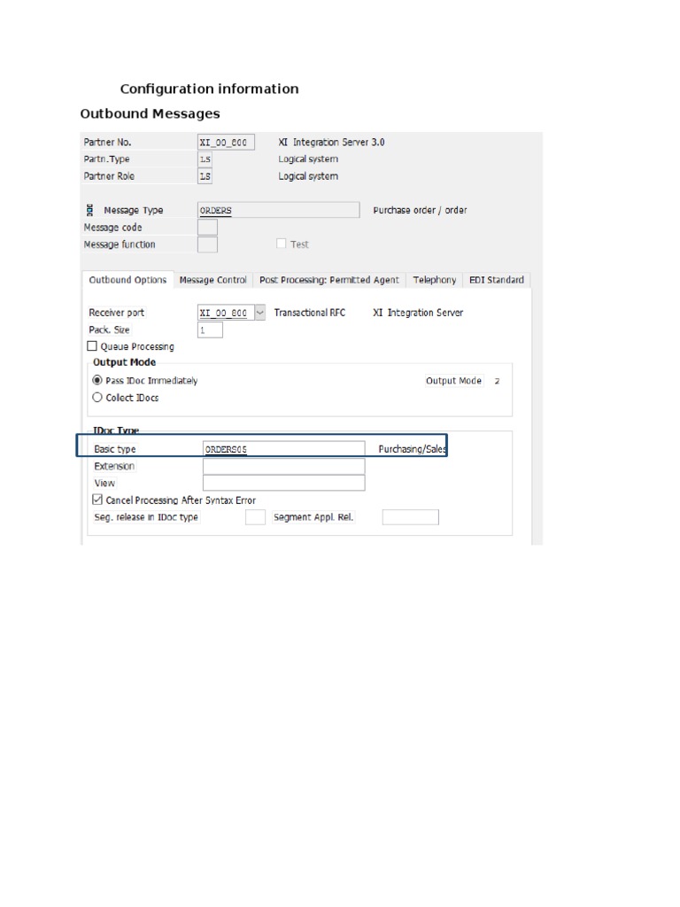 Missing Idoc Message Type Configuration | PDF